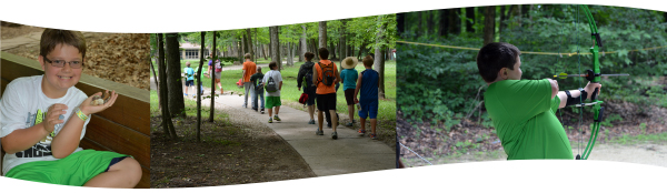 three photos of campers at Camp Rocks