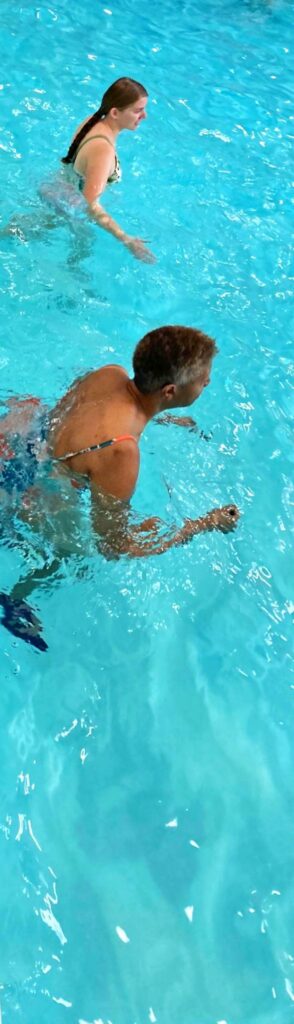 Alex and Rachel swimming