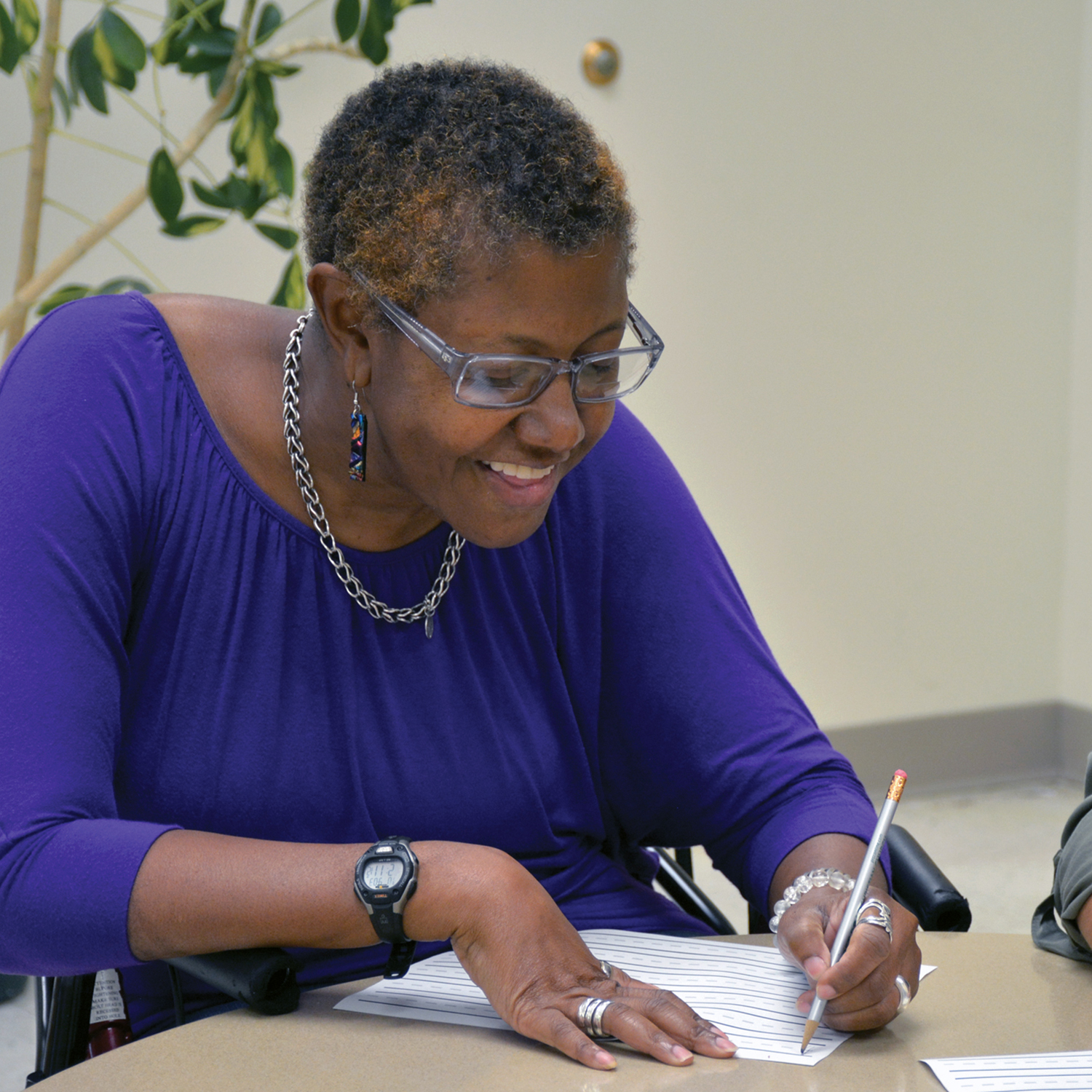 woman practicing handwriting skills