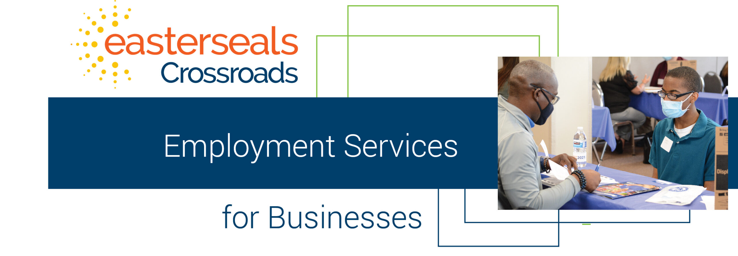 Employment Services for Businesses image image of two people in interview with words employment services for businesses