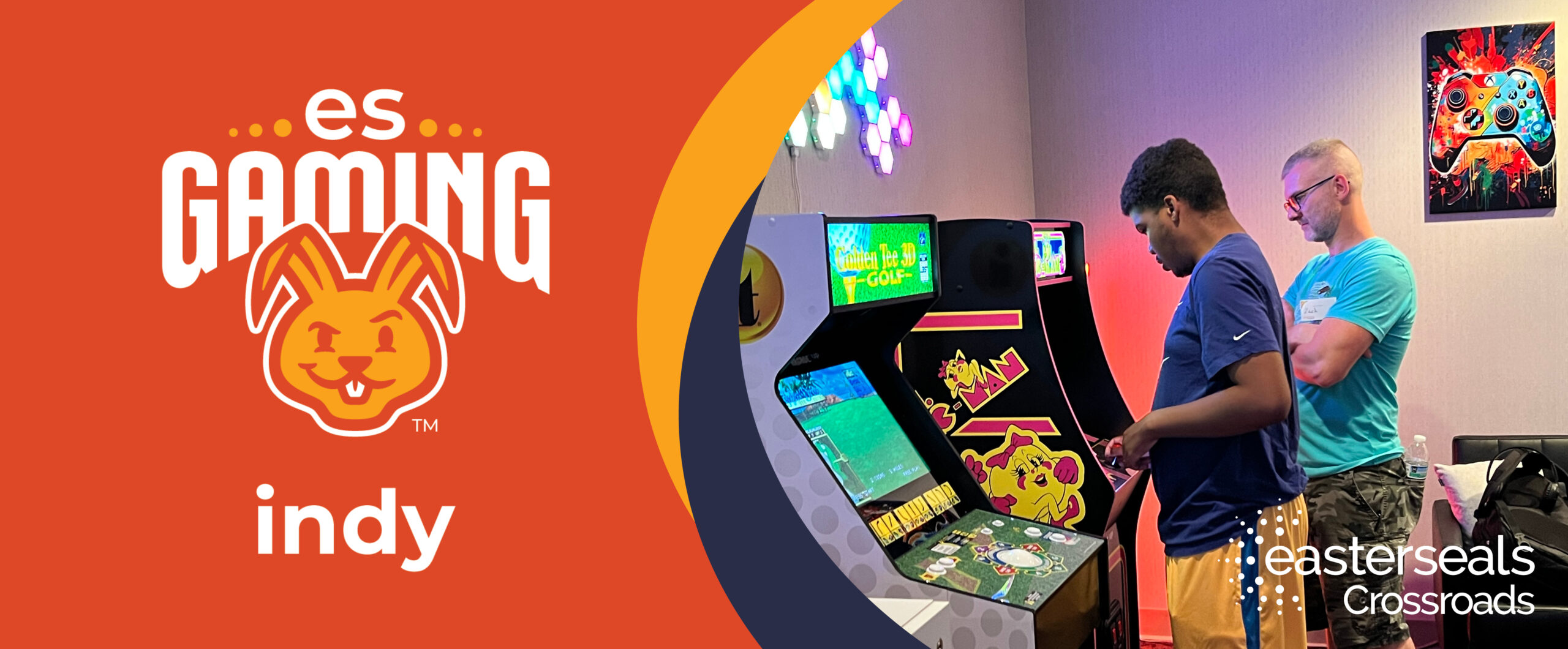 Easterseals Crossroads logo in white on a colorful background