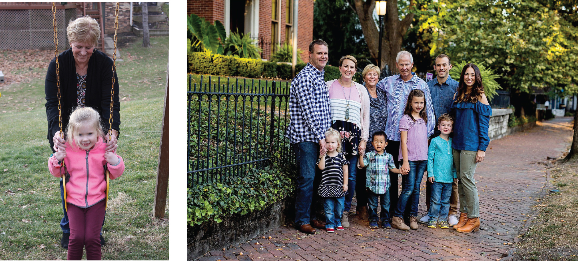 2 photos of Sandra and family members