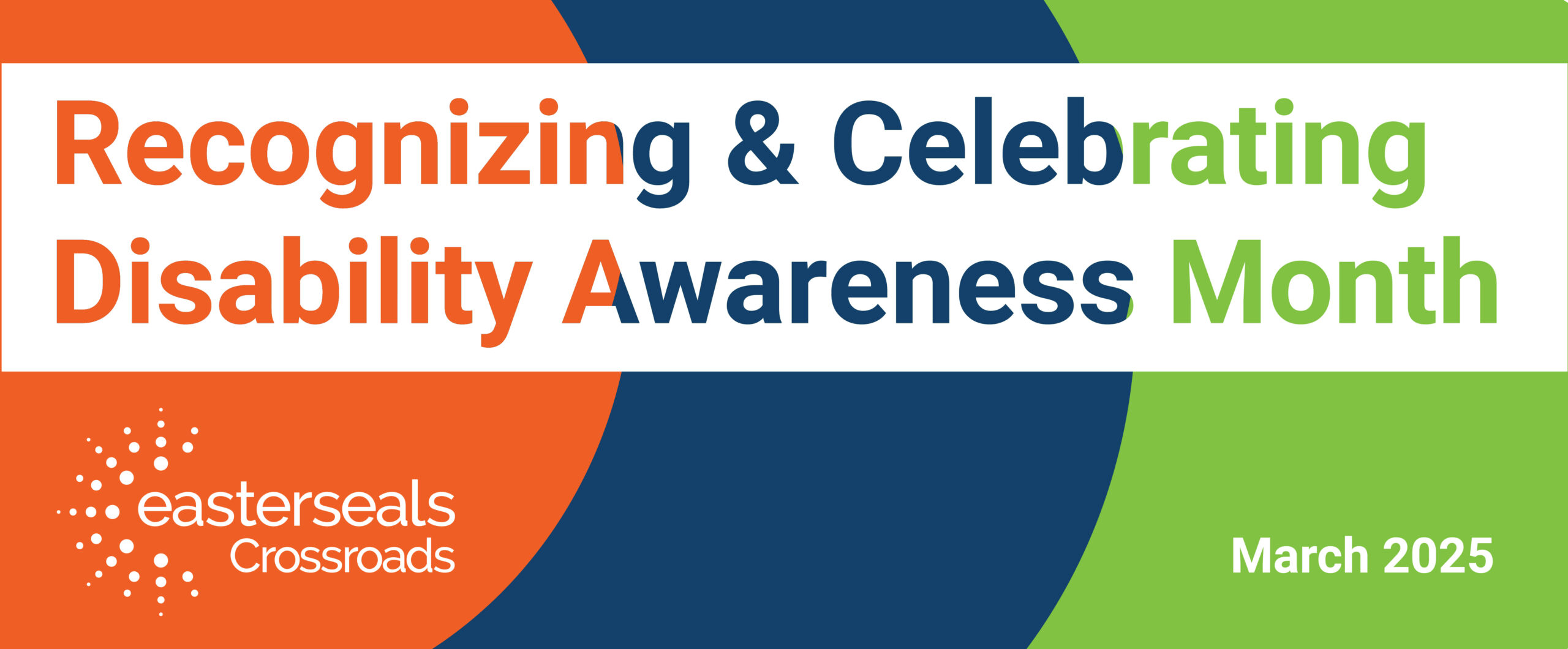 words recognizing and celebrating disability awareness month with colorful circles