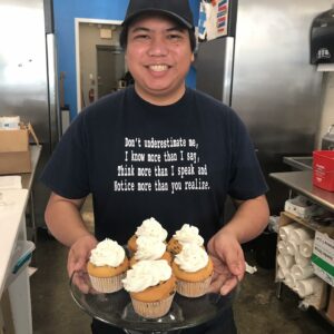 Jose with Cupcakes at No Label at the Table